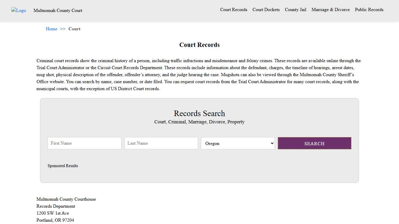 Court Records | Multnomah County Court
