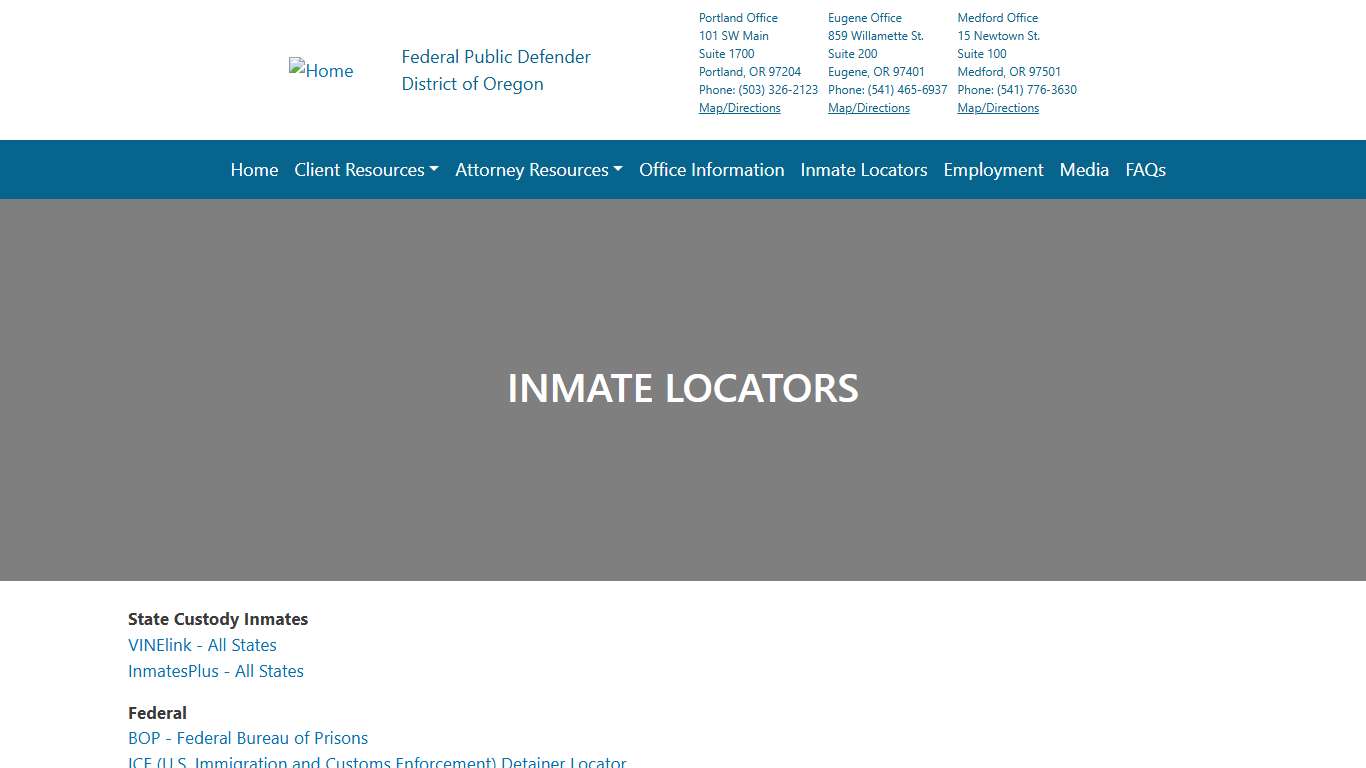 Inmate Locators | Federal Public Defender